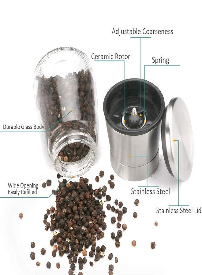 MELANA Salt and Pepper Crusher- Salt and Pepper Shakers with Adjustable Coarseness by Ceramic Rotor - Stainless Steel Pepper Mill Shaker and Salt (Small Salt and Pepper Grinder)(1 pic) - Image 5